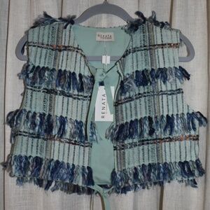Renata Gasparian Gorgeous High End Neela Green & Blue Ruffles Vest One Size